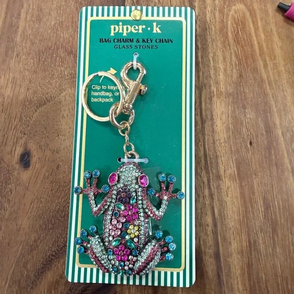 Piper K Multicolor Frog Bag Charm & Key Chain - Picture 1 of 2